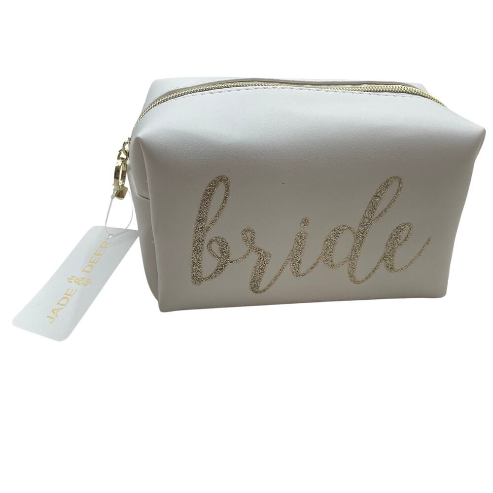 Jade & Deer Vegan Leather Bride Cosmetic Zipper Bag NWT